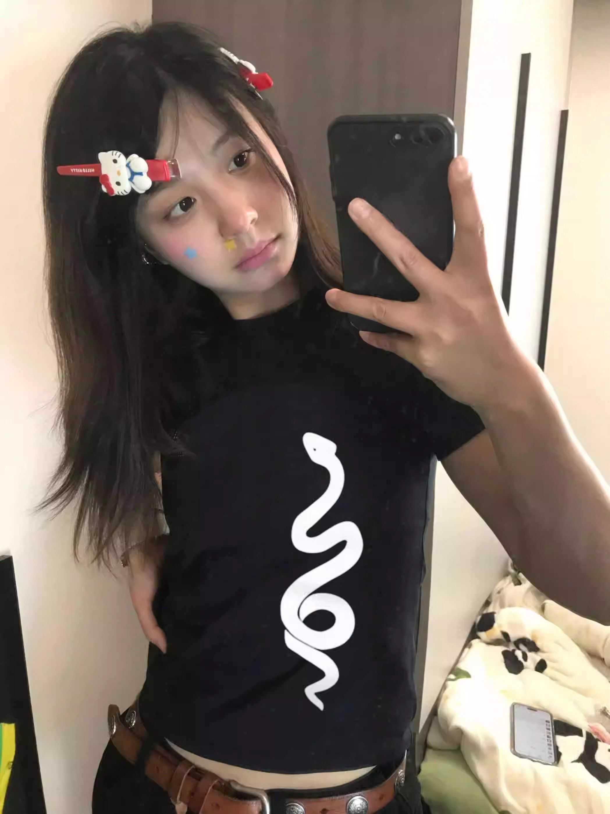 【1*1纯棉 常规款】印花正肩常规短袖 高弹力新款夏季修身显