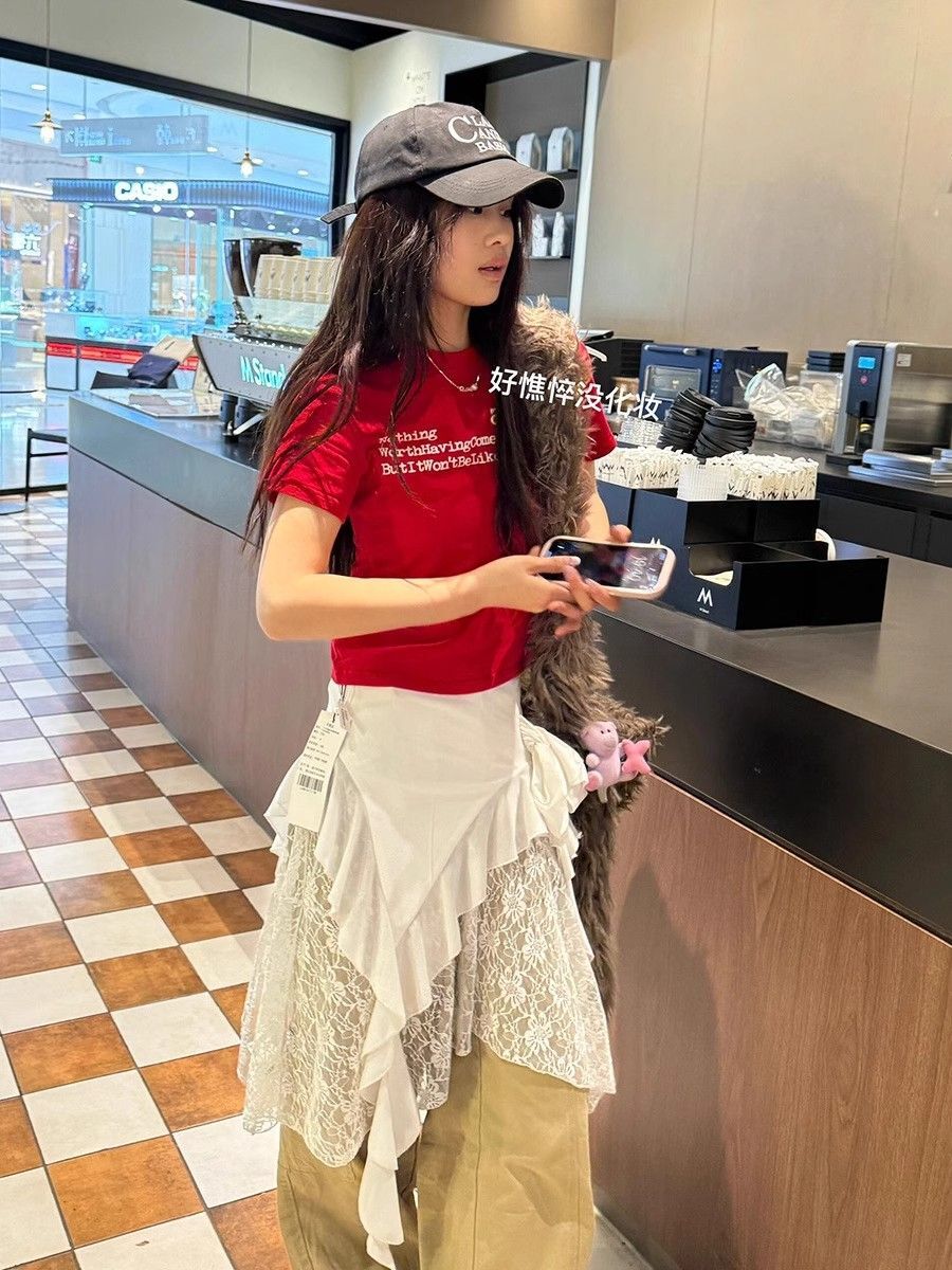 【1*1纯棉 常规款】印花正肩常规短袖 高弹力新款夏季修身显