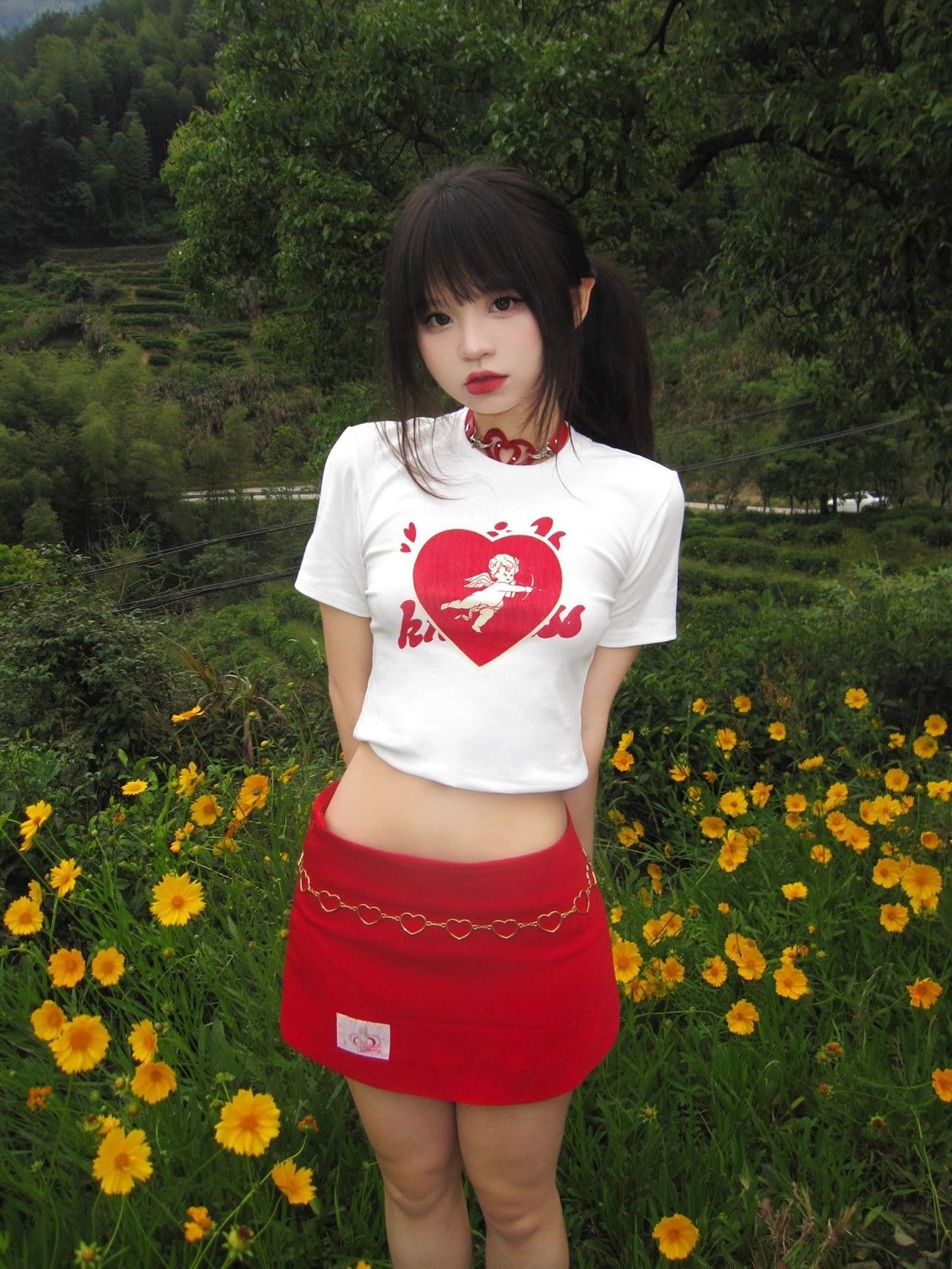 1*1纯棉 高弹力新款夏季短袖短款搭配高腰裤修身显瘦洋气上衣