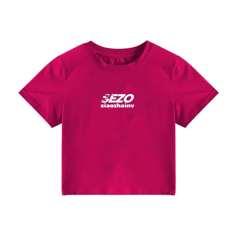 1*1纯棉 高弹力新款夏季短袖短款搭配高腰裤修身显瘦洋气上衣