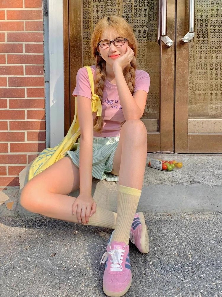 1*1纯棉 高弹力新款夏季短袖短款搭配高腰裤修身显瘦洋气上衣