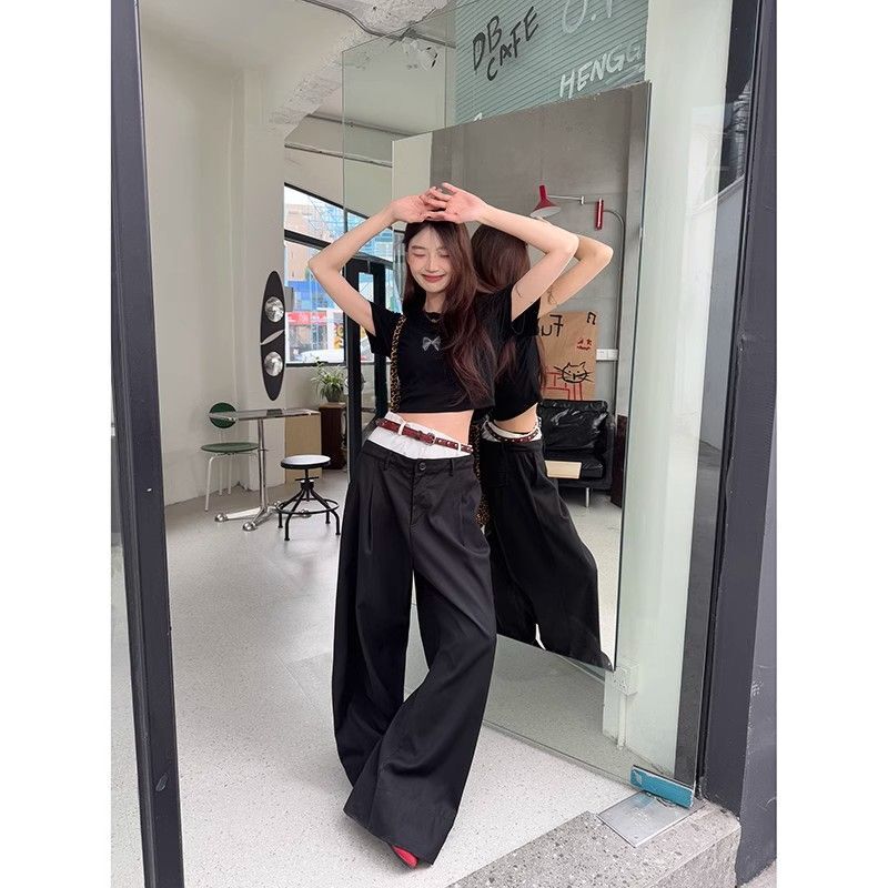 1*1纯棉 高弹力新款夏季短袖短款搭配高腰裤修身显瘦洋气上衣