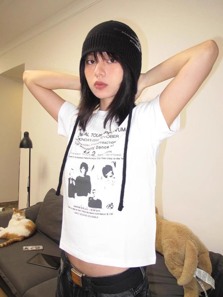 【1*1纯棉 常规款】印花正肩常规短袖 高弹力新款夏季修身显