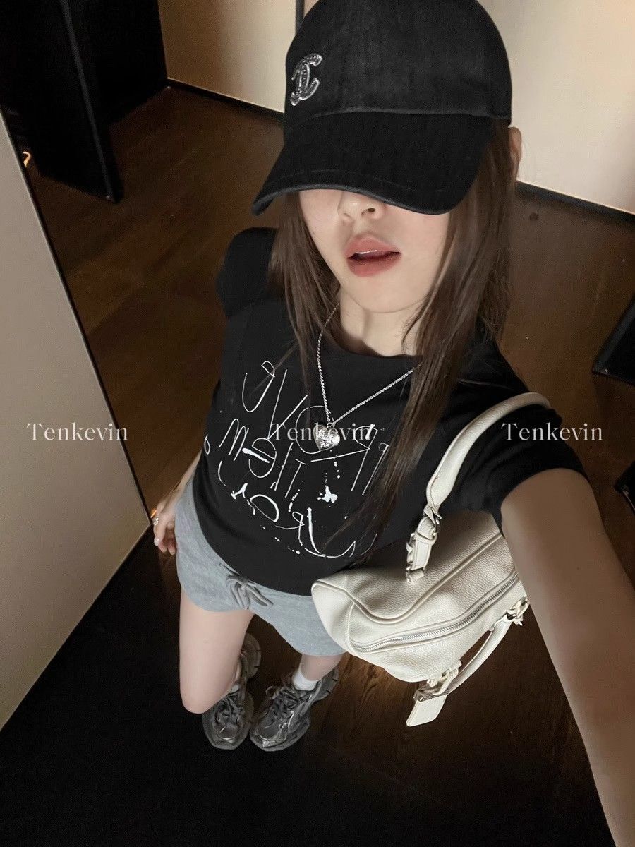 【1*1纯棉 常规款】印花正肩常规短袖 高弹力新款夏季修身显