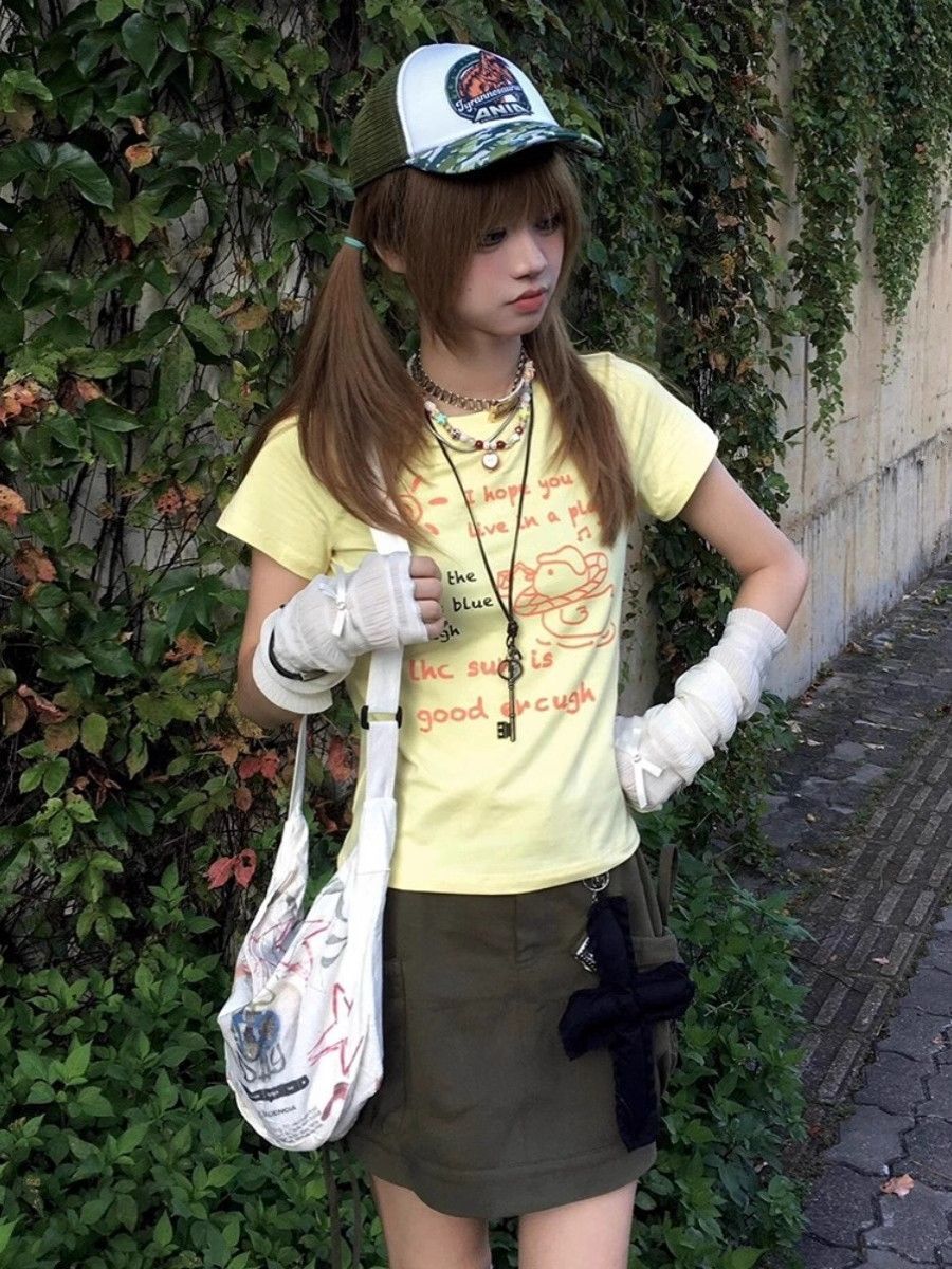 【1*1纯棉 常规款】印花正肩常规短袖 高弹力新款夏季修身显 【1*1纯棉 常规款】印花正肩常规短袖 高弹力新款夏季修身显