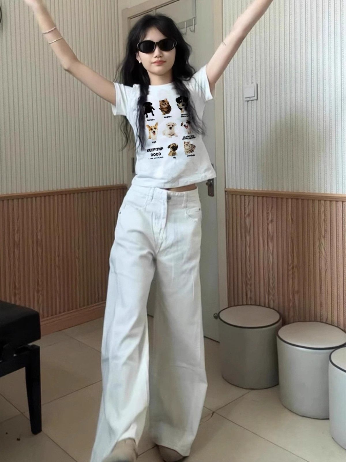 【1*1纯棉 常规款】印花正肩常规短袖 高弹力新款夏季修身显 【1*1纯棉 常规款】印花正肩常规短袖 高弹力新款夏季修身显