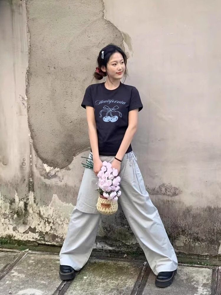 【1*1纯棉 常规款】印花正肩常规短袖 高弹力新款夏季修身显 【1*1纯棉 常规款】印花正肩常规短袖 高弹力新款夏季修身显