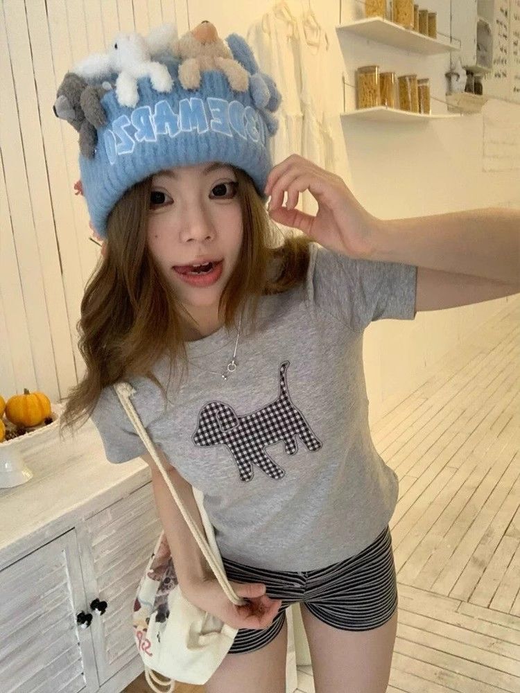 【1*1纯棉 常规款】印花正肩常规短袖 高弹力新款夏季修身显