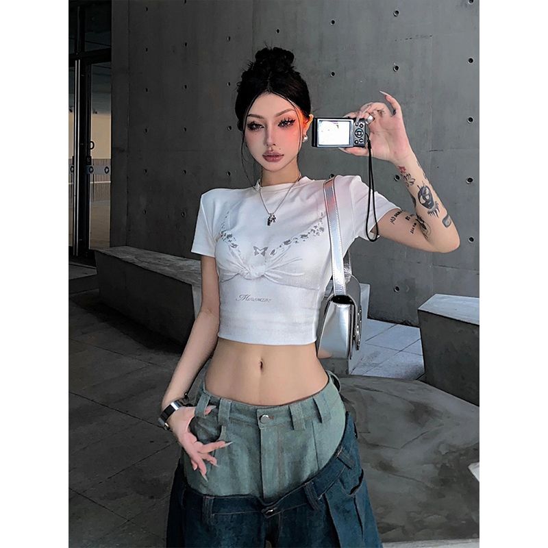 1*1纯棉 高弹力新款夏季短袖短款搭配高腰裤修身显瘦洋气上衣 1*1纯棉 高弹力新款夏季短袖短款搭配高腰裤修身显瘦洋气上衣