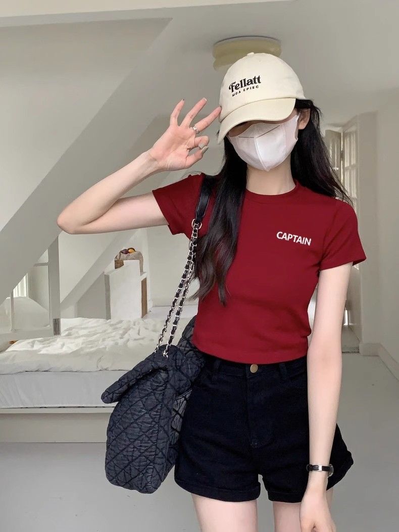 1*1纯棉 高弹力新款夏季短袖短款搭配高腰裤修身显瘦洋气上衣 1*1纯棉 高弹力新款夏季短袖短款搭配高腰裤修身显瘦洋气上衣