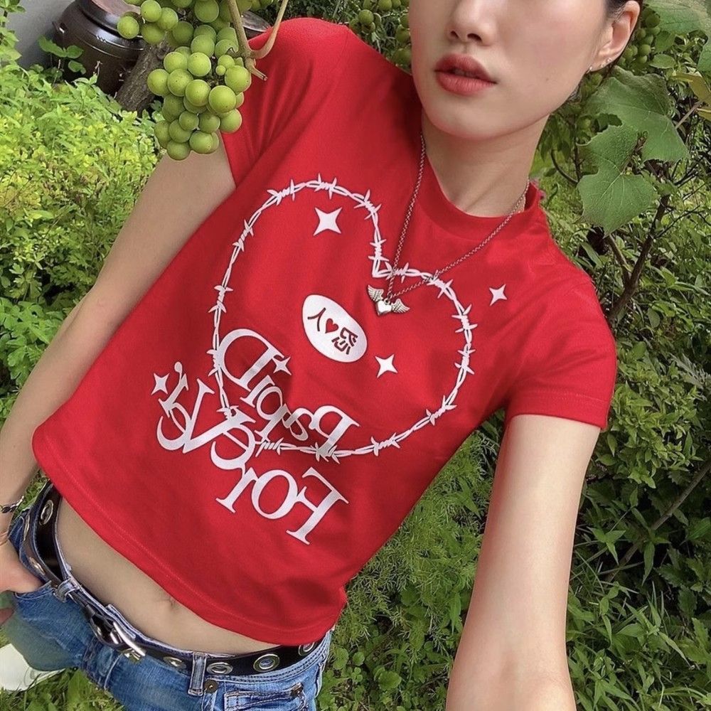 【1*1纯棉 常规款】印花正肩常规短袖 高弹力新款夏季修身显 【1*1纯棉 常规款】印花正肩常规短袖 高弹力新款夏季修身显