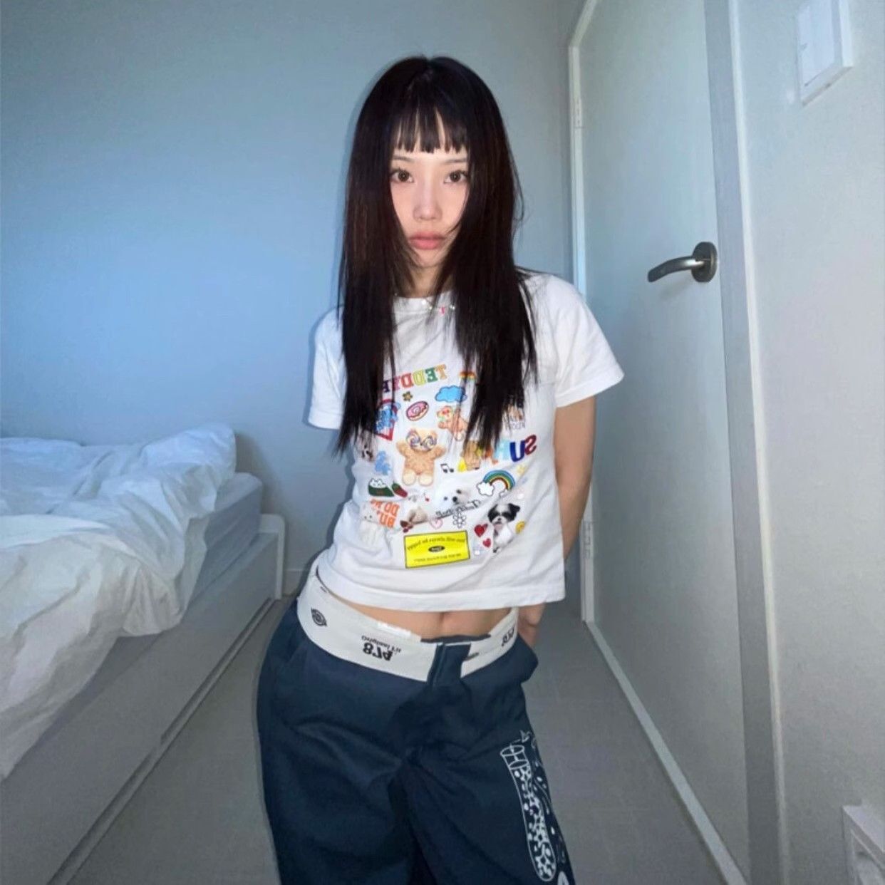 【1*1纯棉 常规款】印花正肩常规短袖 高弹力新款夏季修身显 【1*1纯棉 常规款】印花正肩常规短袖 高弹力新款夏季修身显