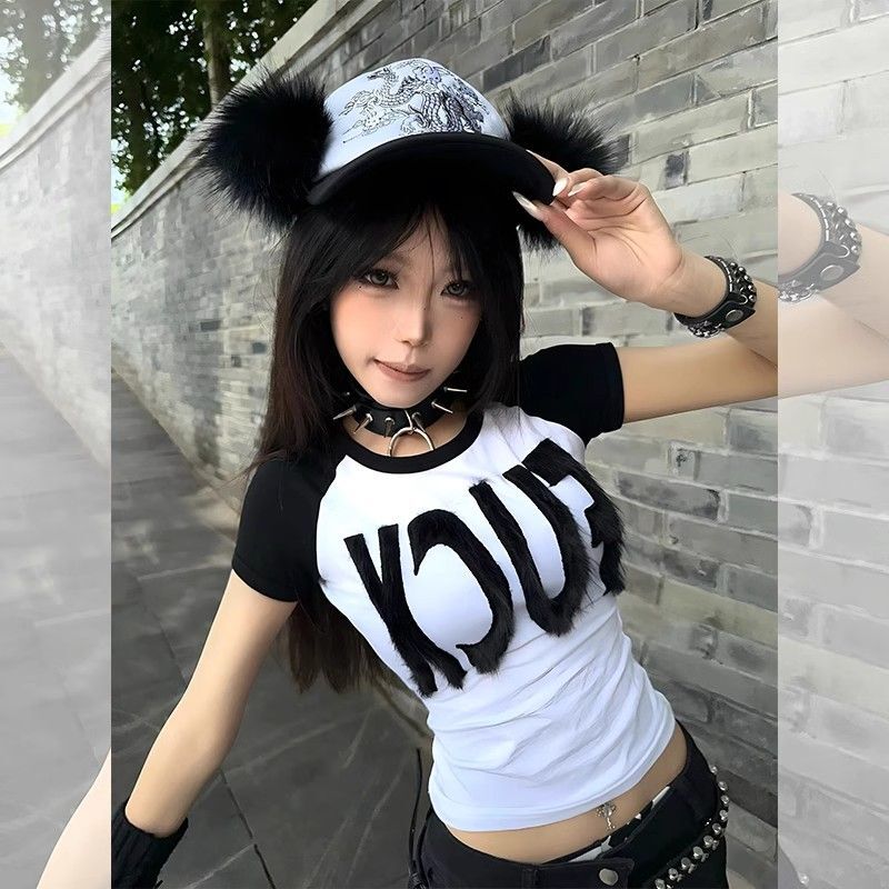 【1*1纯棉 常规款】印花正肩常规短袖 高弹力新款夏季修身显 【1*1纯棉 常规款】印花正肩常规短袖 高弹力新款夏季修身显