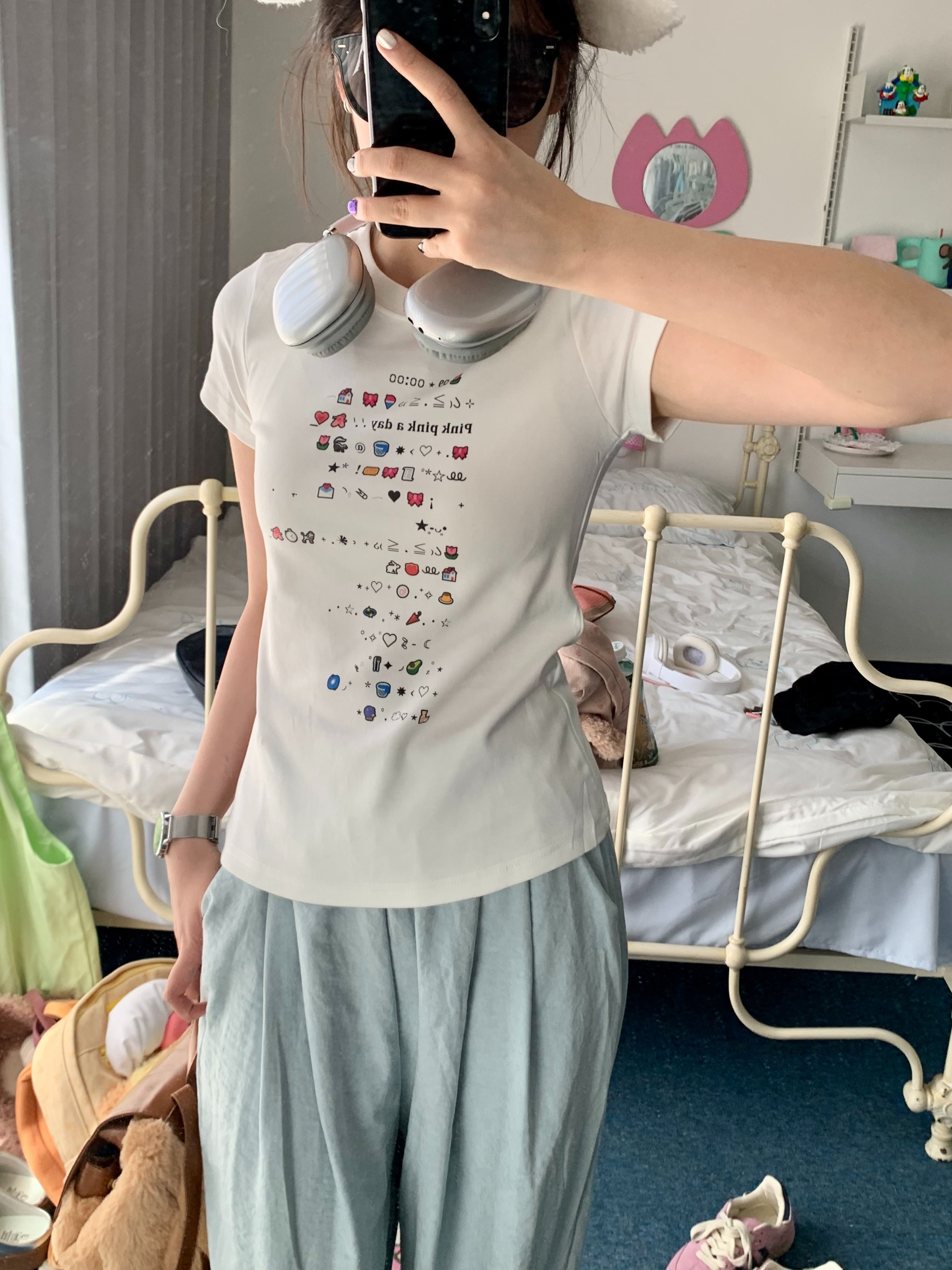 【1*1纯棉 常规款】印花正肩常规短袖 高弹力新款夏季修身显 【1*1纯棉 常规款】印花正肩常规短袖 高弹力新款夏季修身显