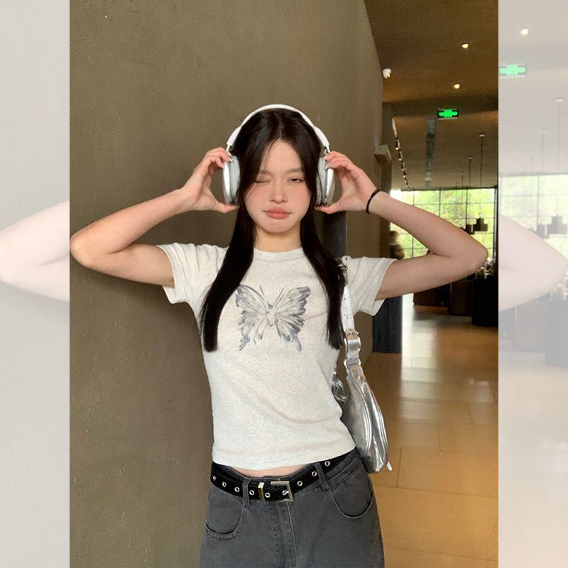 【1*1纯棉 常规款】印花正肩常规短袖 高弹力新款夏季修身显 【1*1纯棉 常规款】印花正肩常规短袖 高弹力新款夏季修身显