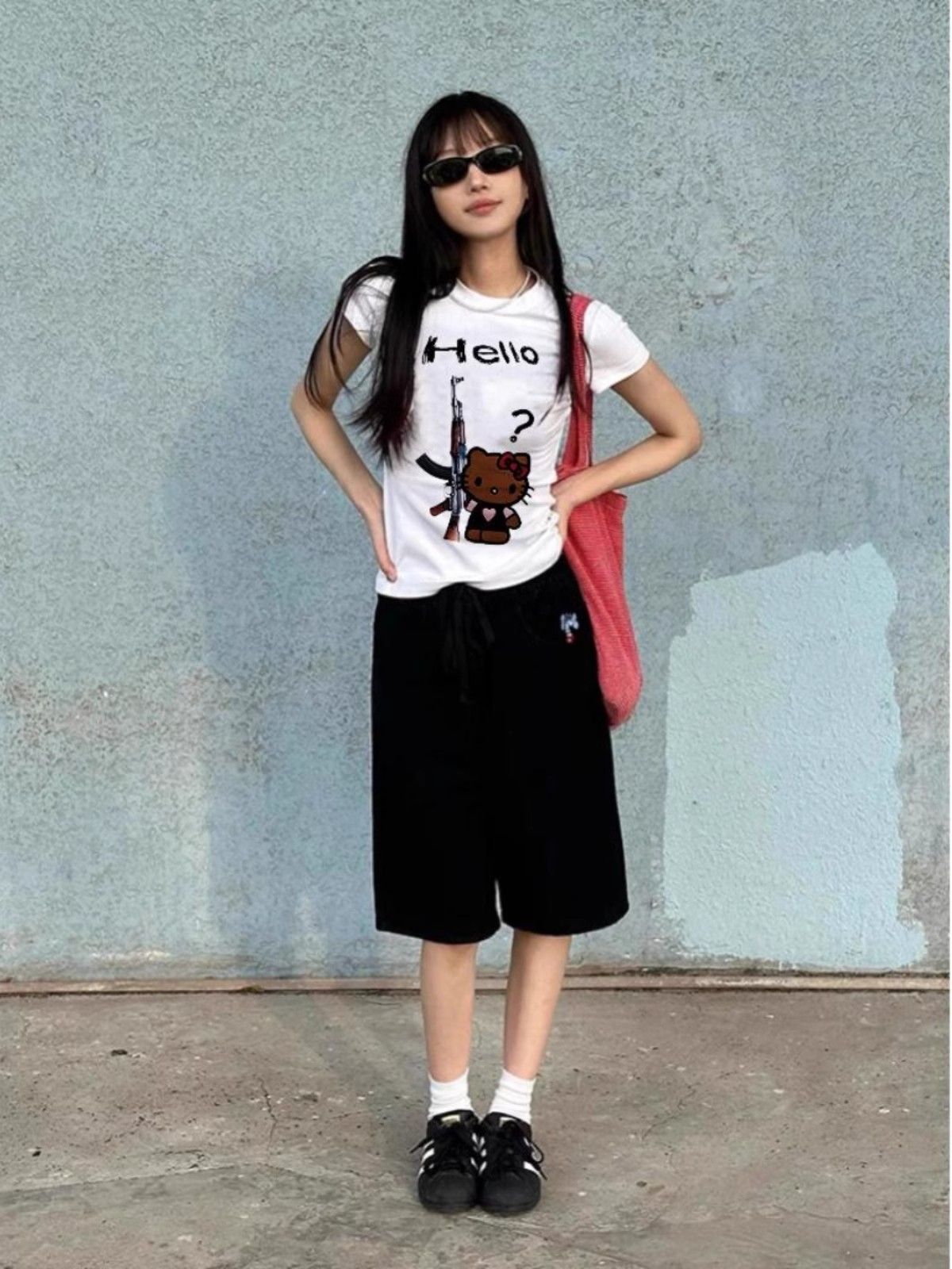 【1*1纯棉 常规款】印花正肩常规短袖 高弹力新款夏季修身显