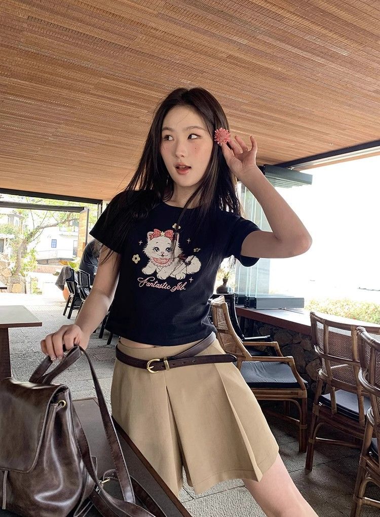 1*1纯棉 高弹力新款夏季短袖短款搭配高腰裤修身显瘦洋气上衣 1*1纯棉 高弹力新款夏季短袖短款搭配高腰裤修身显瘦洋气上衣