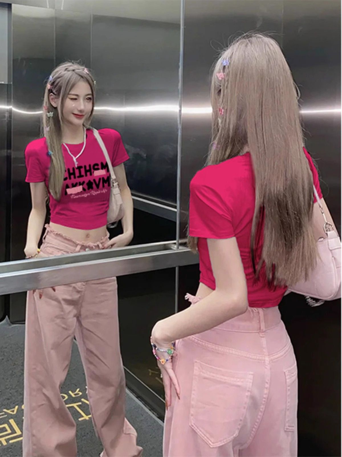 1*1纯棉 高弹力新款夏季短袖短款搭配高腰裤修身显瘦洋气上衣