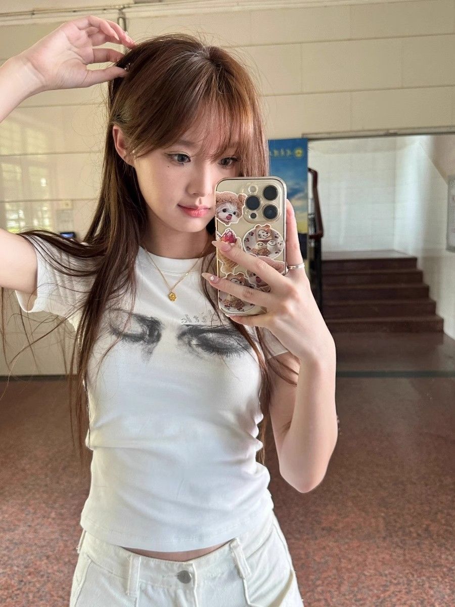 【1*1纯棉 常规款】印花正肩常规短袖 高弹力新款夏季修身显