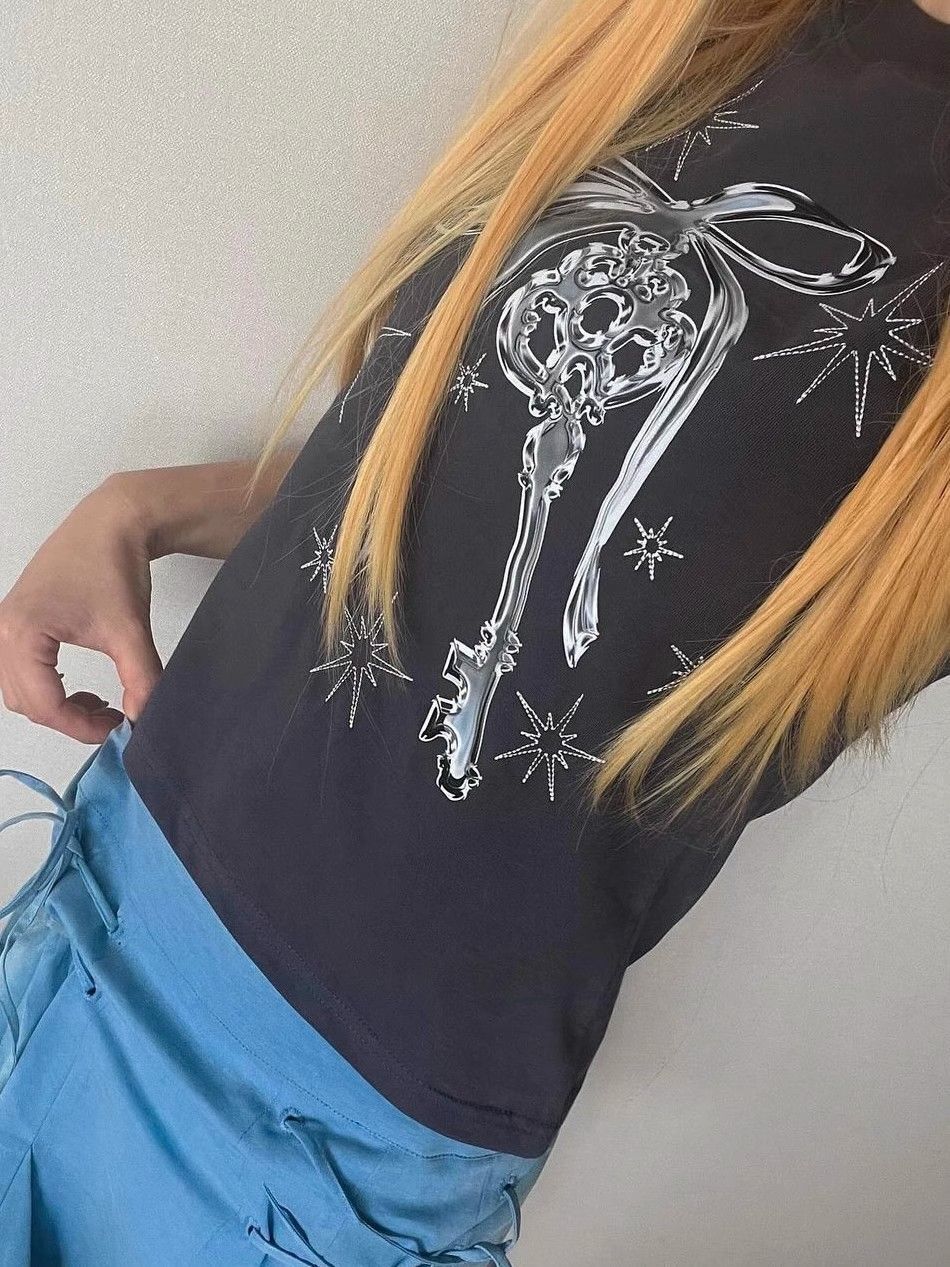 【1*1纯棉 常规款】印花正肩常规短袖 高弹力新款夏季修身显