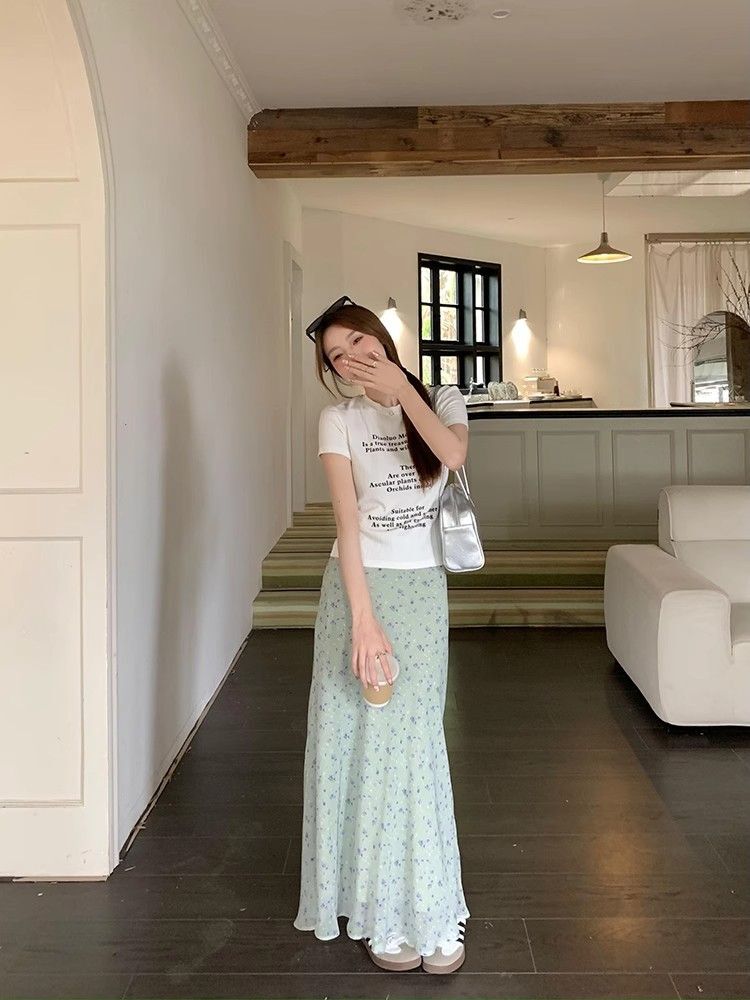 【1*1纯棉 常规款】印花正肩常规短袖 高弹力新款夏季修身显