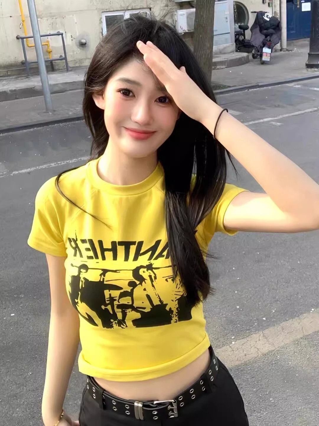 【1*1纯棉 常规款】印花正肩常规短袖 高弹力新款夏季修身显 【1*1纯棉 常规款】印花正肩常规短袖 高弹力新款夏季修身显