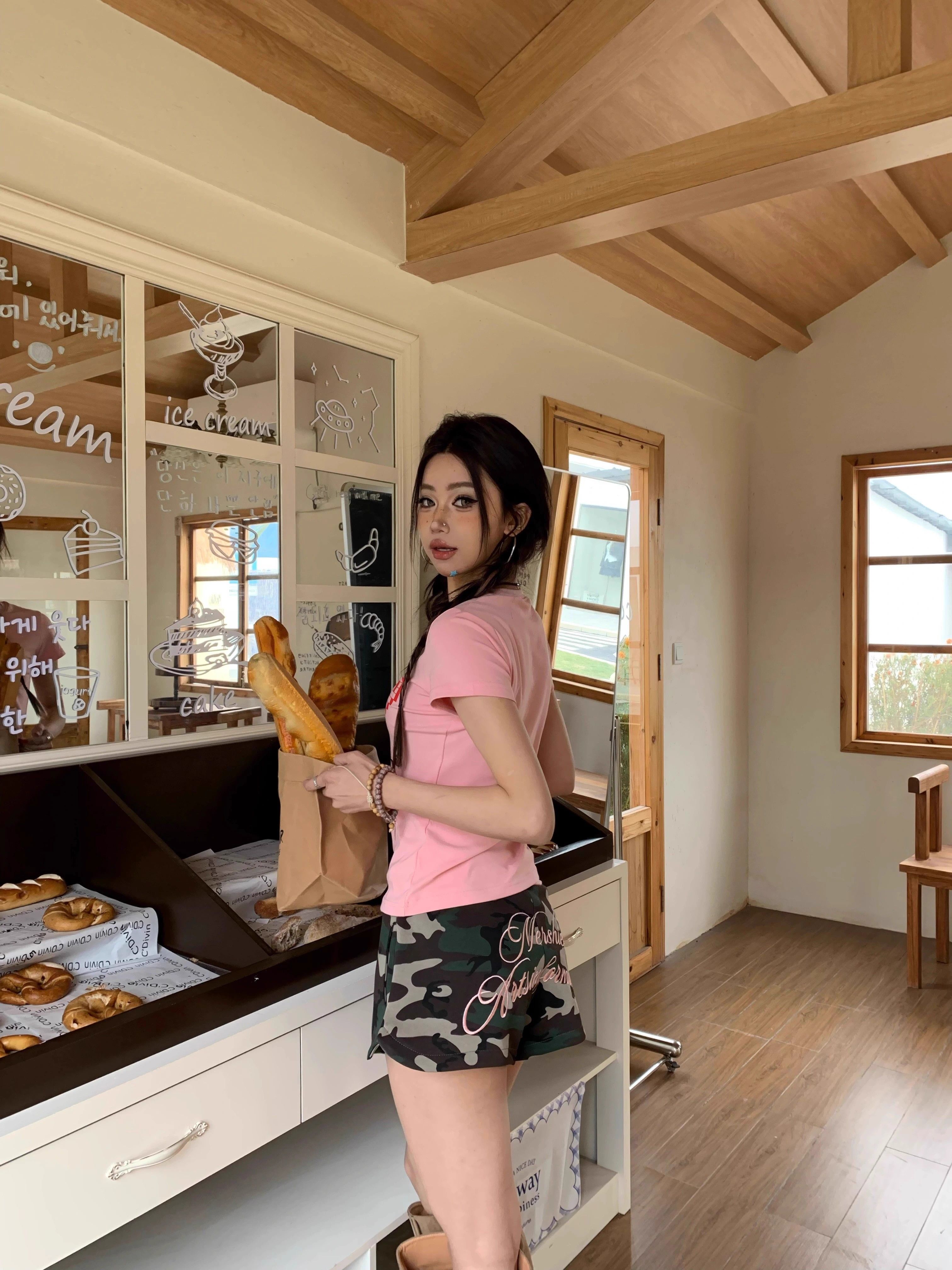 【1*1纯棉 常规款】印花正肩常规短袖 高弹力新款夏季修身显