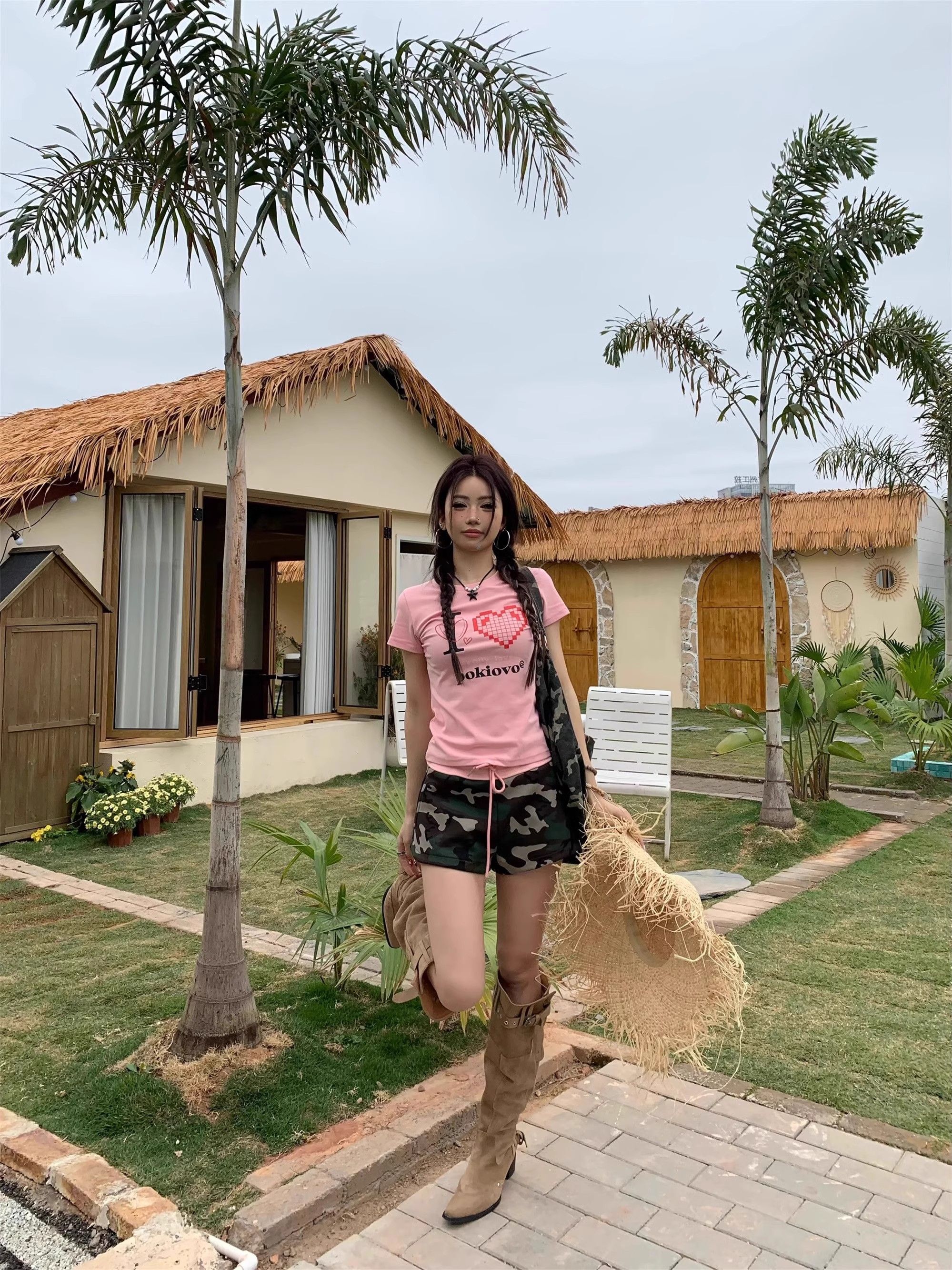 【1*1纯棉 常规款】印花正肩常规短袖 高弹力新款夏季修身显