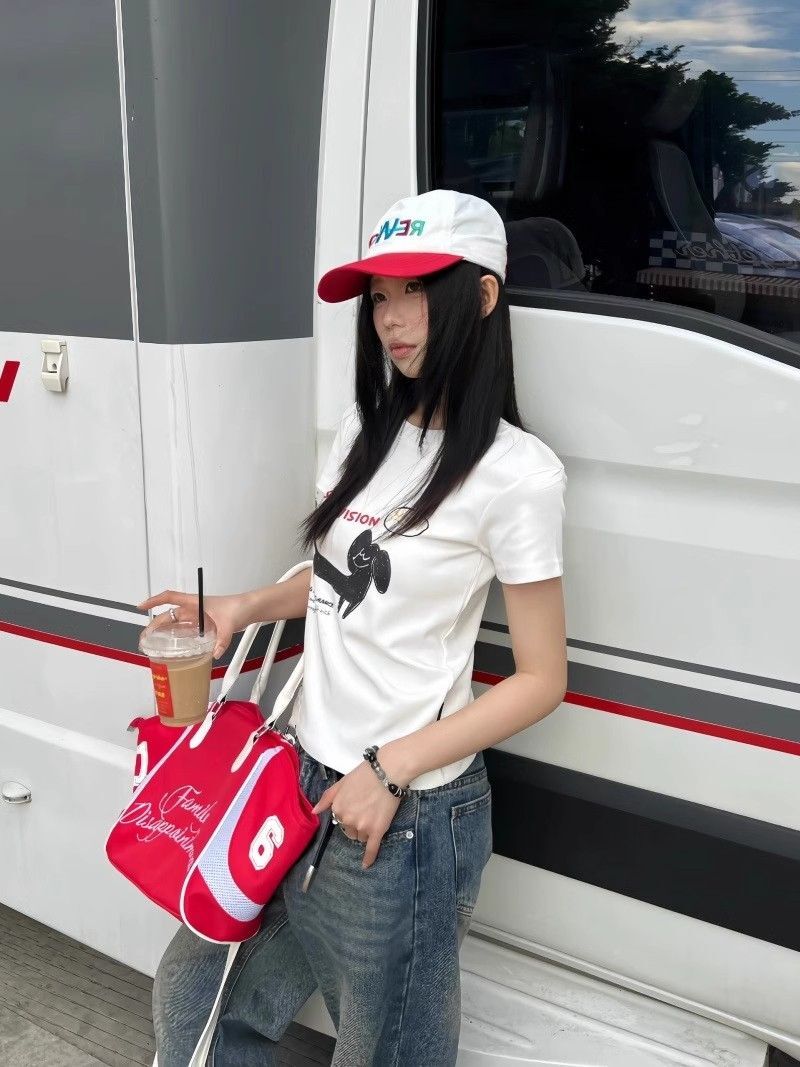 【1*1纯棉 常规款】印花正肩常规短袖 高弹力新款夏季修身显