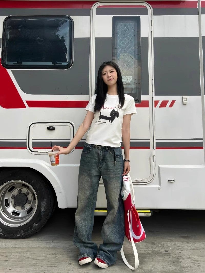 【1*1纯棉 常规款】印花正肩常规短袖 高弹力新款夏季修身显