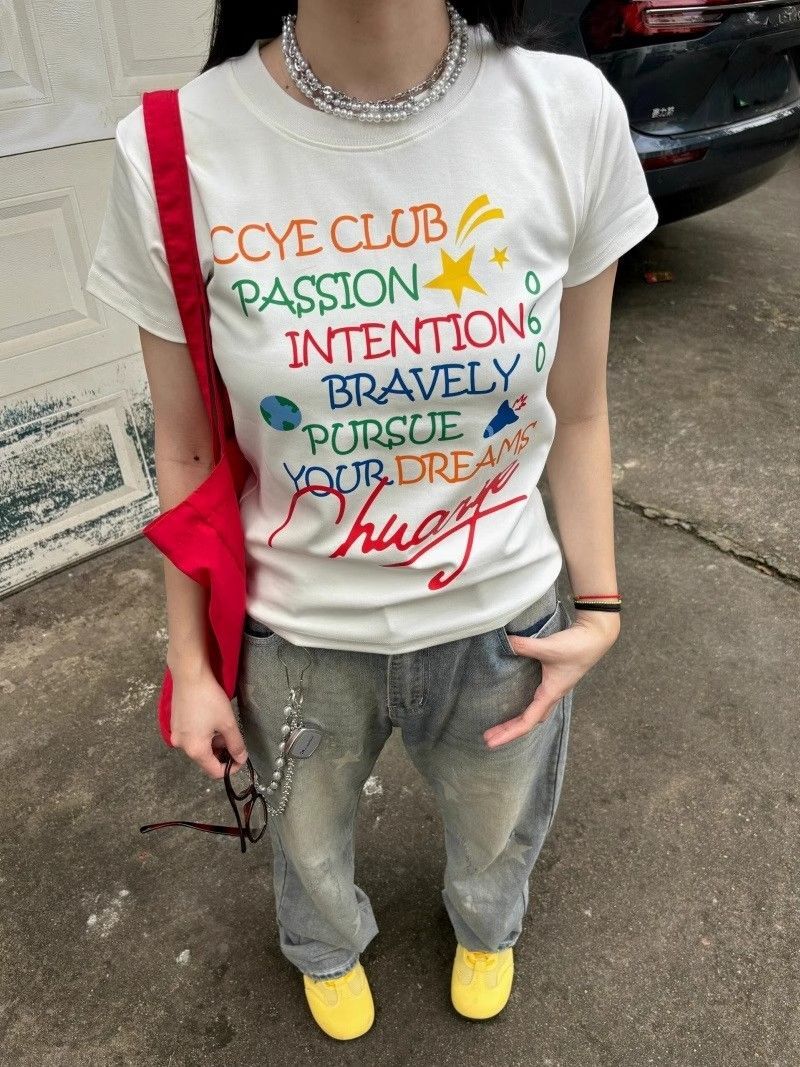 【1*1纯棉 常规款】印花正肩常规短袖 高弹力新款夏季修身显 【1*1纯棉 常规款】印花正肩常规短袖 高弹力新款夏季修身显