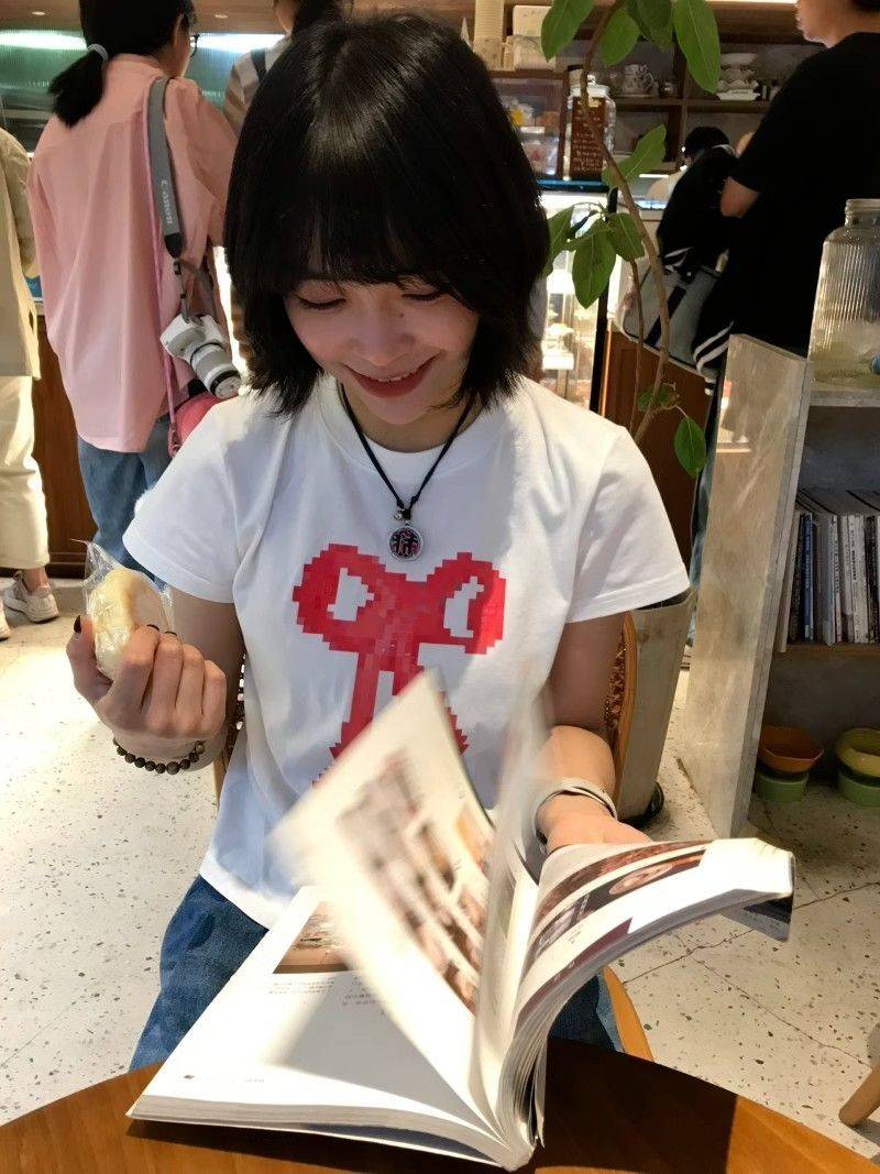 【1*1纯棉 常规款】印花正肩常规短袖 高弹力新款夏季修身显