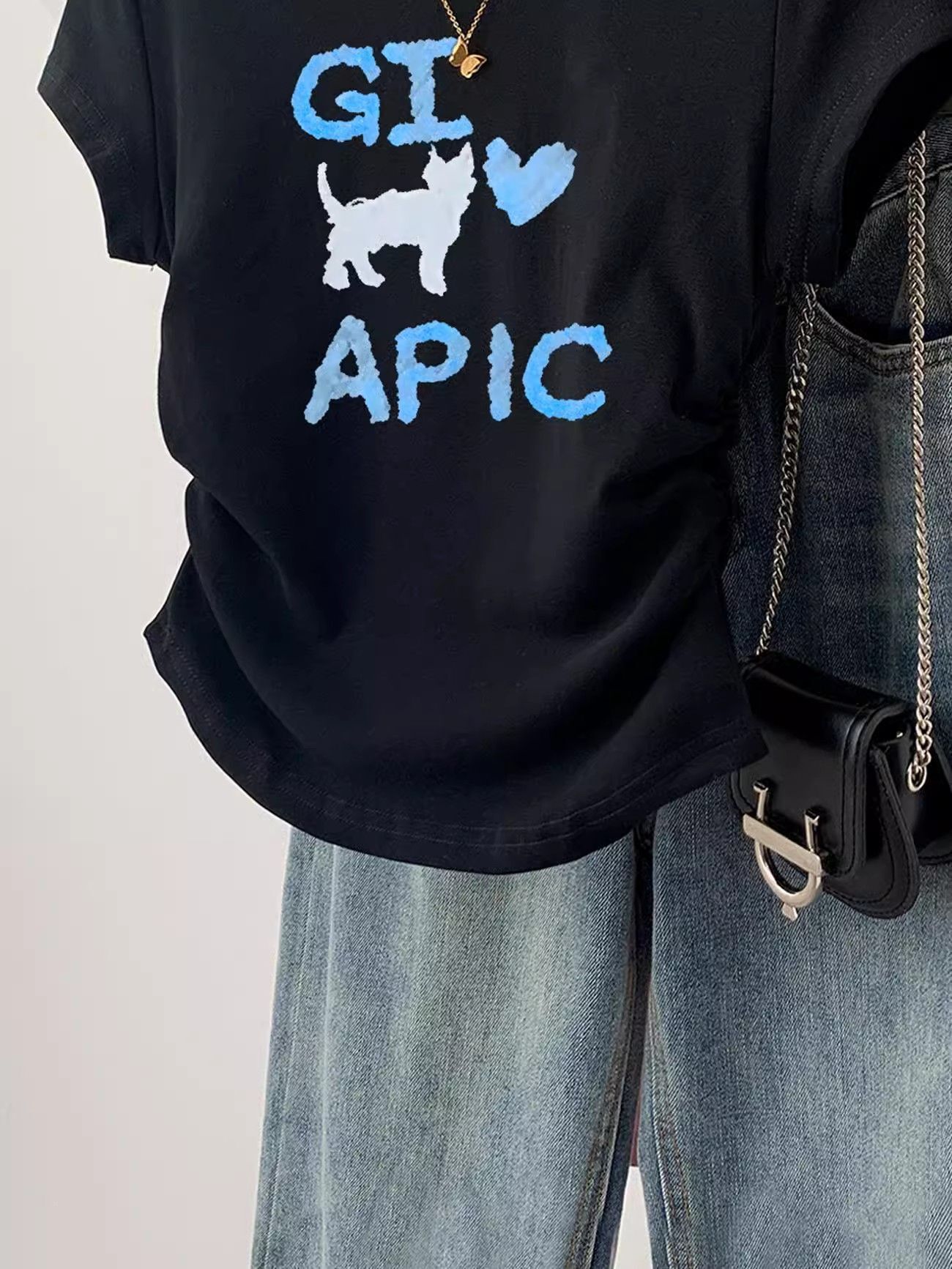 1*1纯棉 高弹力】褶皱收腰小飞袖短袖t恤女夏季新款修身T恤