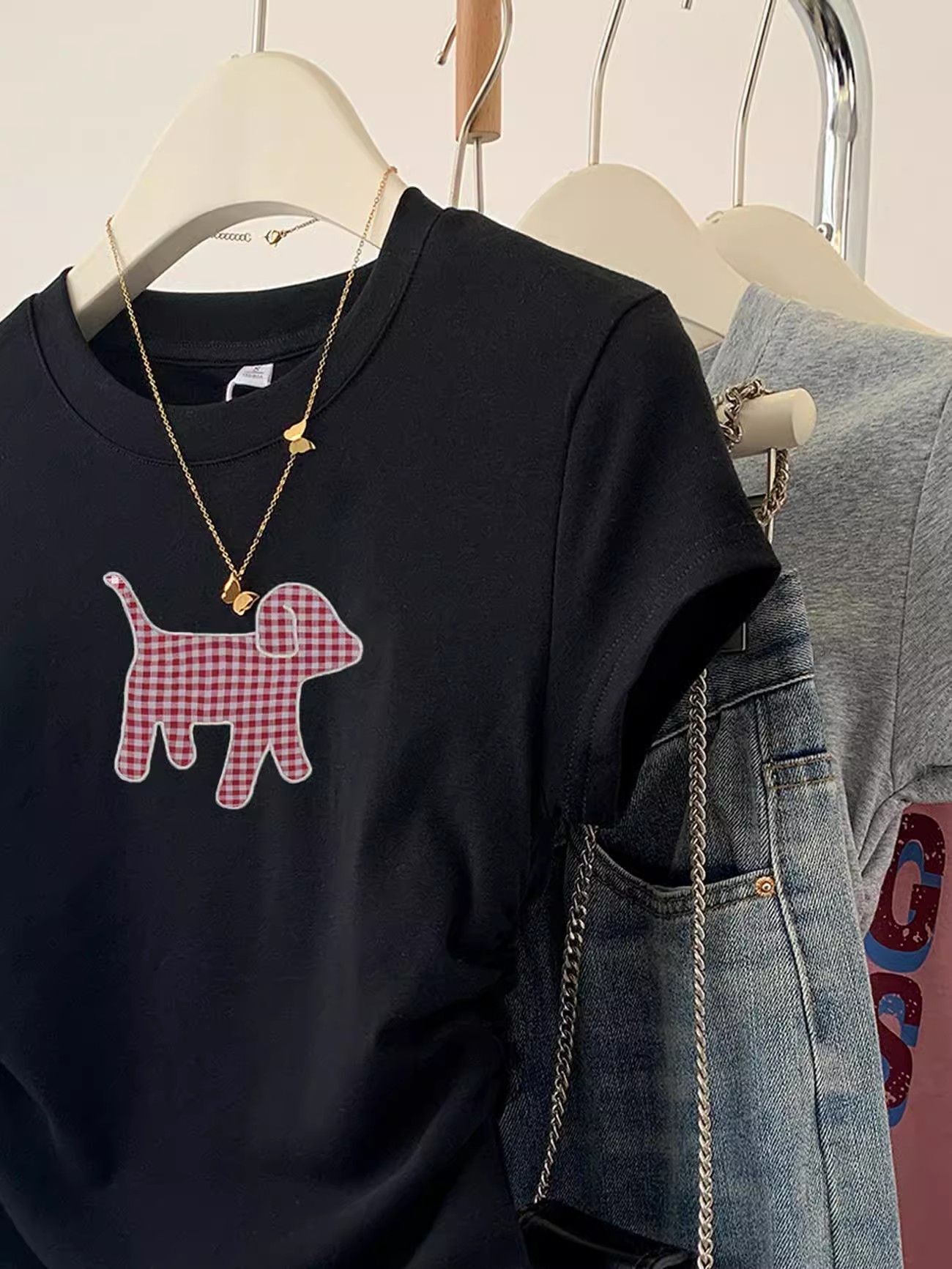 1*1纯棉 高弹力】褶皱收腰小飞袖短袖t恤女夏季新款修身T恤