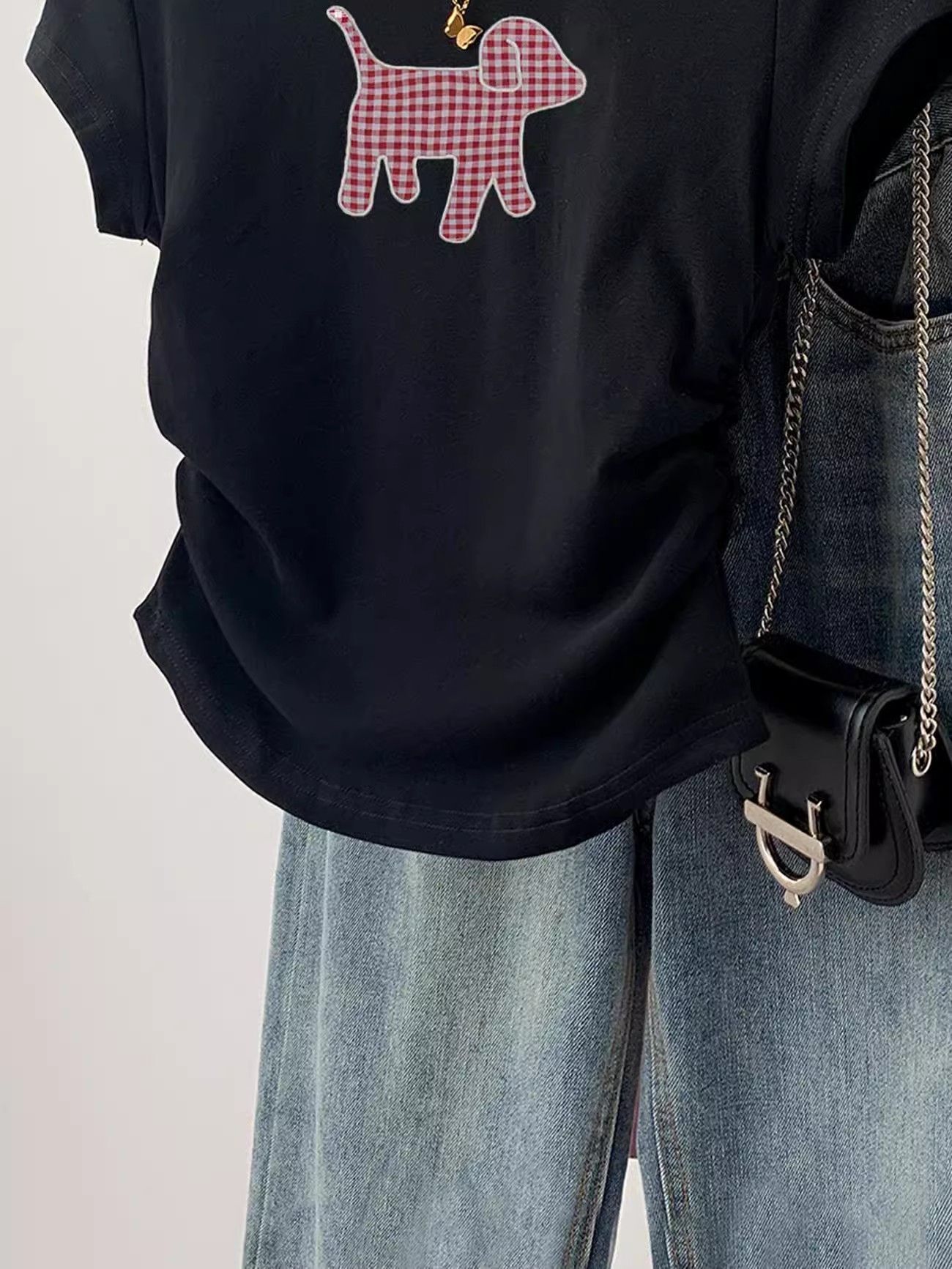 1*1纯棉 高弹力】褶皱收腰小飞袖短袖t恤女夏季新款修身T恤