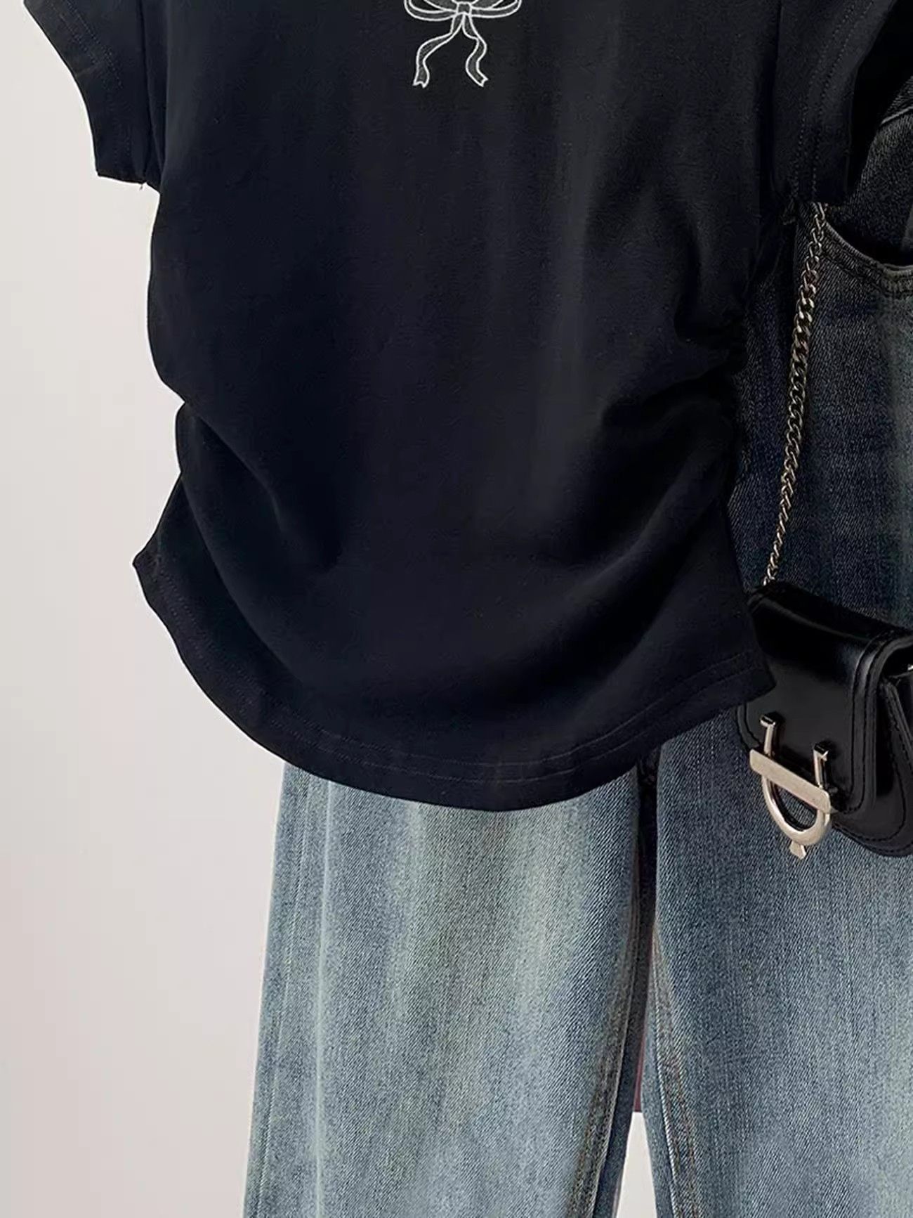 1*1纯棉 高弹力】褶皱收腰小飞袖短袖t恤女夏季新款修身T恤