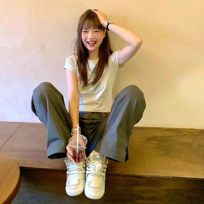 1*1纯棉 高弹力新款夏季短袖短款搭配高腰裤修身显瘦洋气上衣