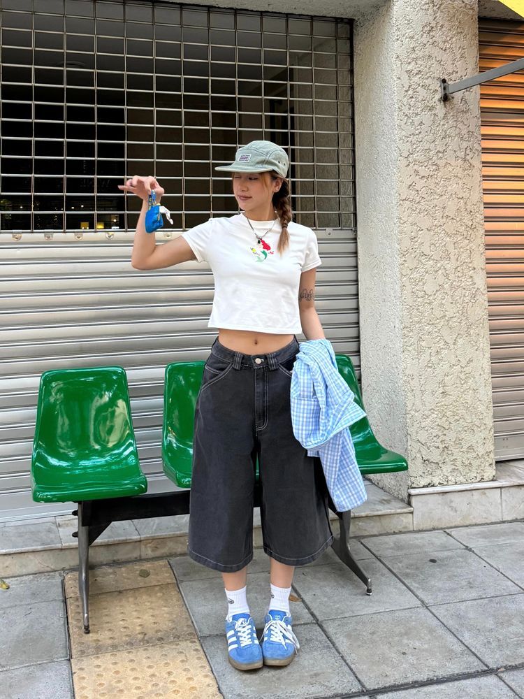 1*1纯棉 高弹力新款夏季短袖短款搭配高腰裤修身显瘦洋气上衣