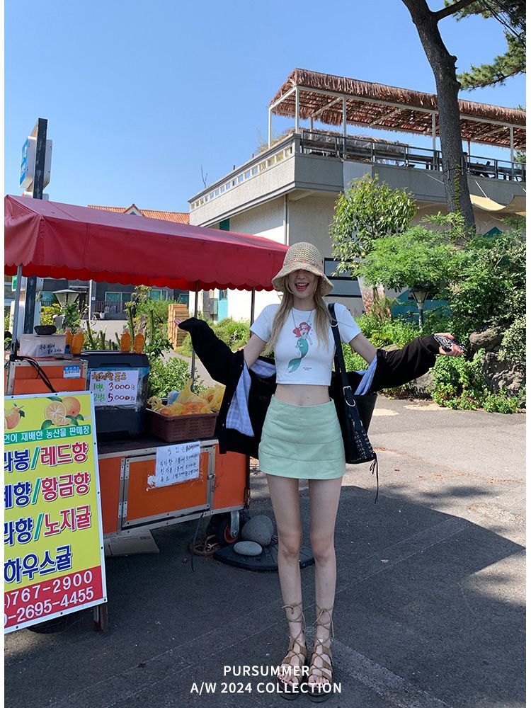 1*1纯棉 高弹力新款夏季短袖短款搭配高腰裤修身显瘦洋气上衣 1*1纯棉 高弹力新款夏季短袖短款搭配高腰裤修身显瘦洋气上衣