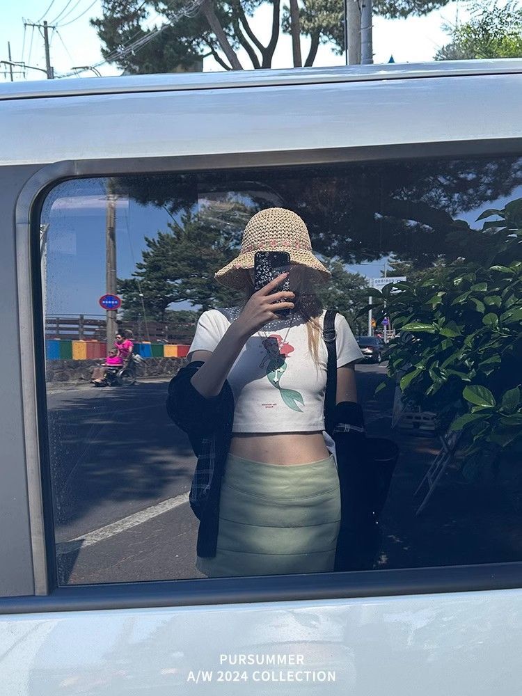 1*1纯棉 高弹力新款夏季短袖短款搭配高腰裤修身显瘦洋气上衣