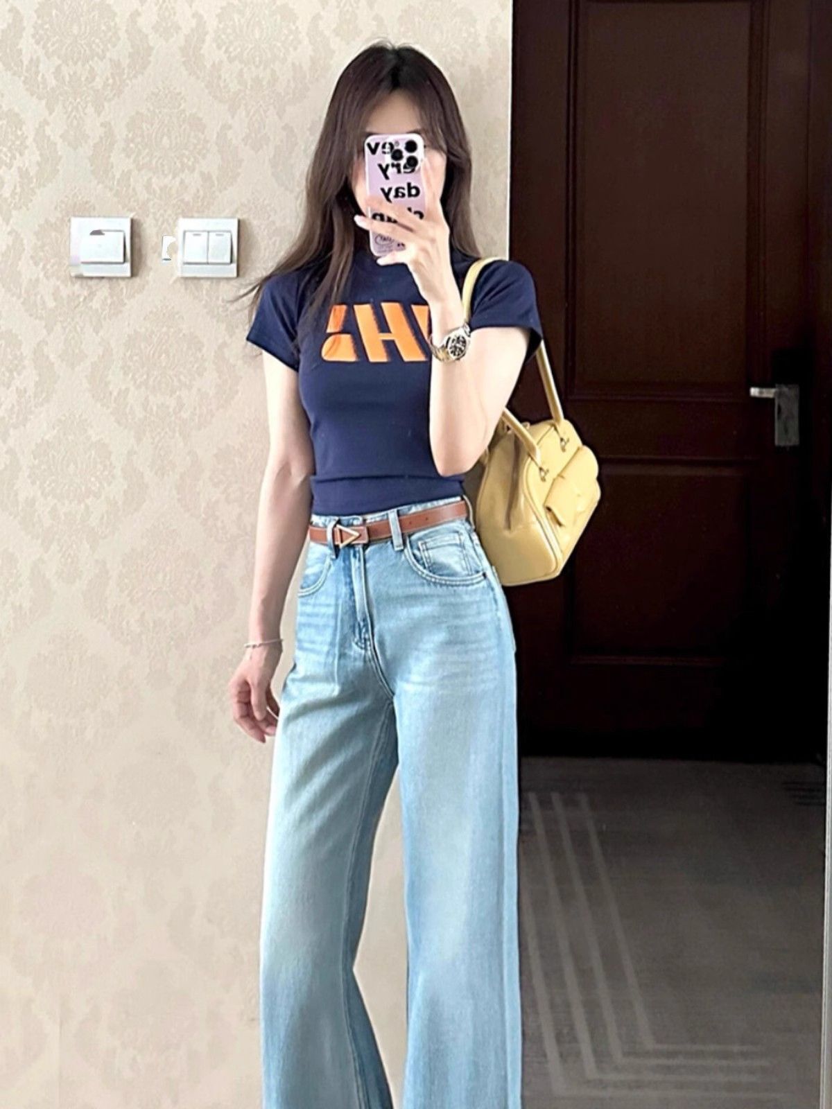 1*1纯棉 高弹力新款夏季短袖短款搭配高腰裤修身显瘦洋气上衣