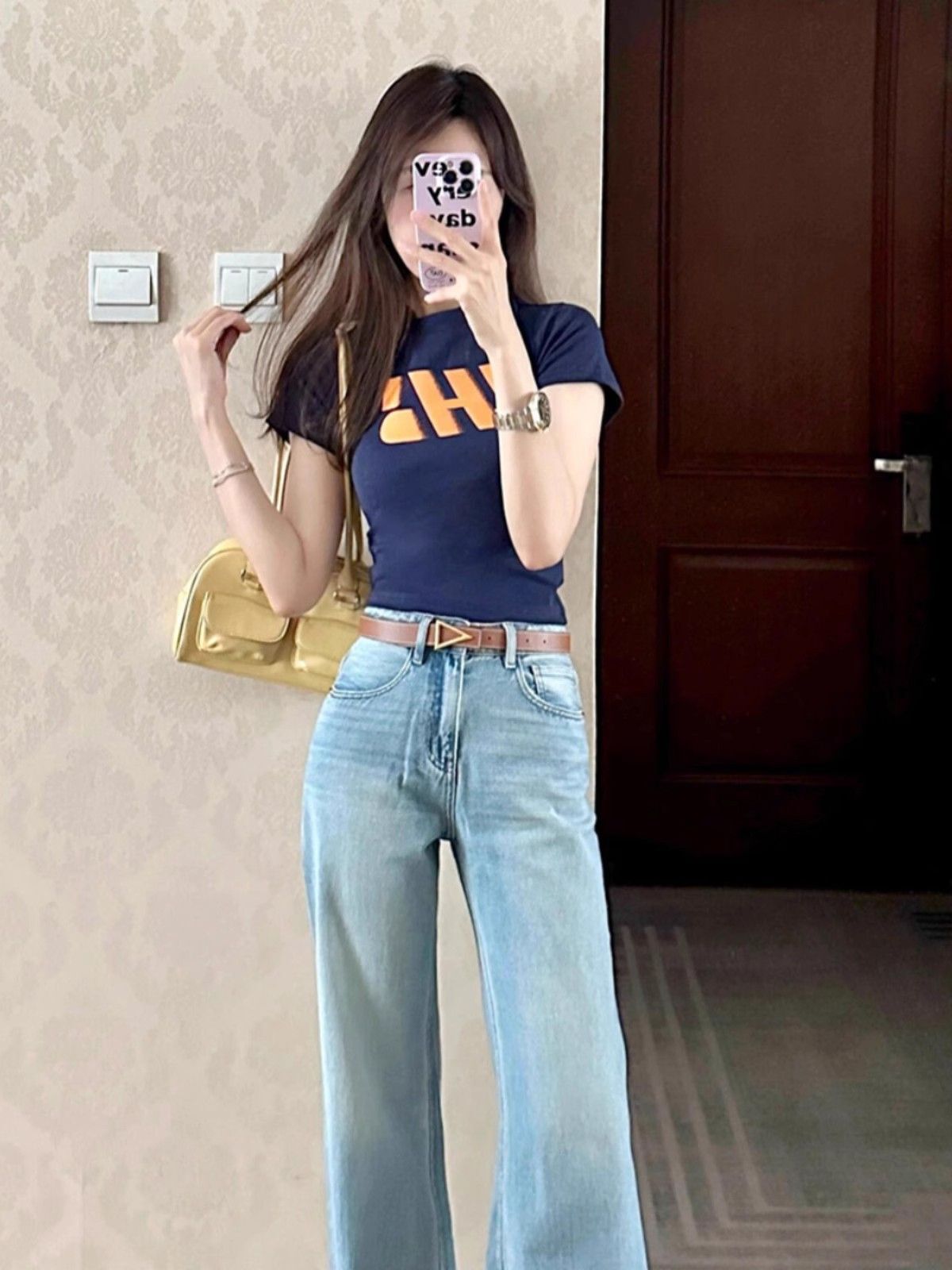 1*1纯棉 高弹力新款夏季短袖短款搭配高腰裤修身显瘦洋气上衣