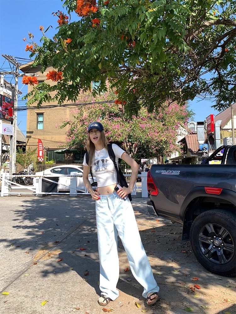 1*1纯棉 高弹力新款夏季短袖短款搭配高腰裤修身显瘦洋气上衣