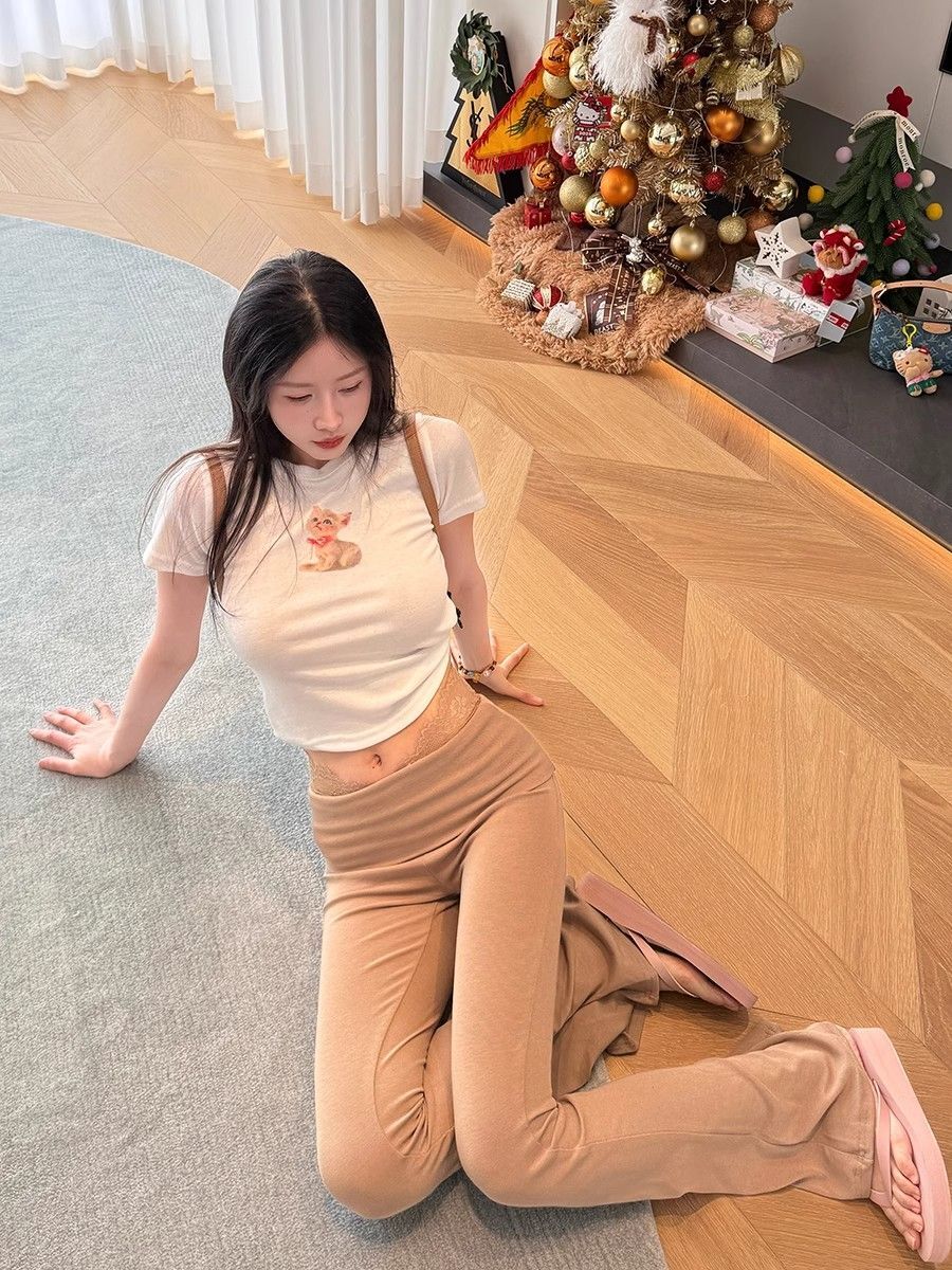 1*1纯棉 高弹力新款夏季短袖短款搭配高腰裤修身显瘦洋气上衣