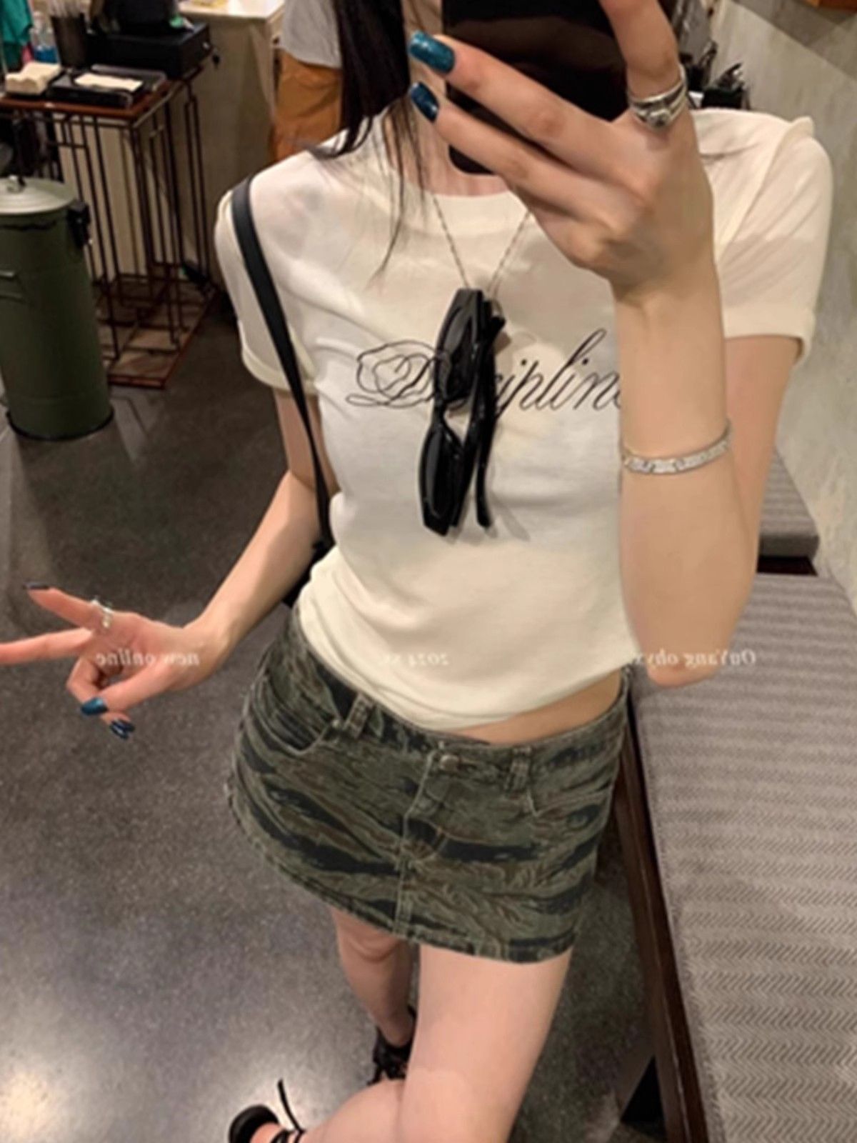 【1*1纯棉 常规款】印花正肩常规短袖 高弹力新款夏季修身显 【1*1纯棉 常规款】印花正肩常规短袖 高弹力新款夏季修身显