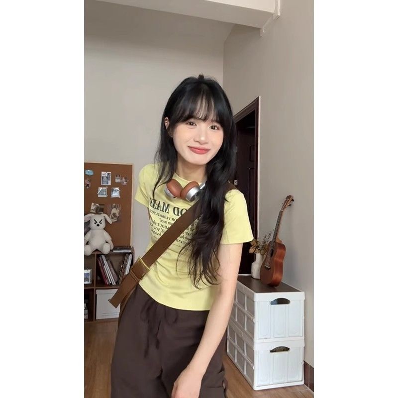 【1*1纯棉 常规款】印花正肩常规短袖 高弹力新款夏季修身显