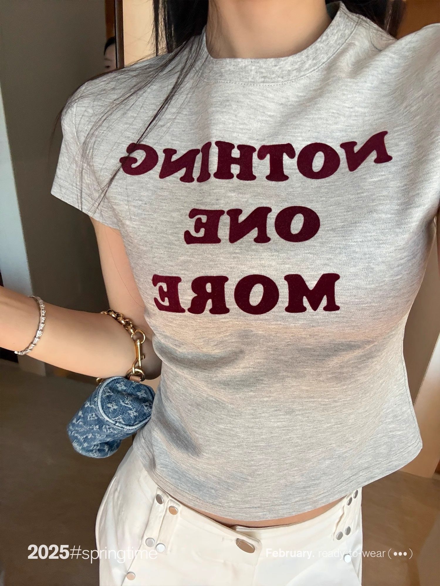 【1*1纯棉 常规款】印花正肩常规短袖 高弹力新款夏季修身显