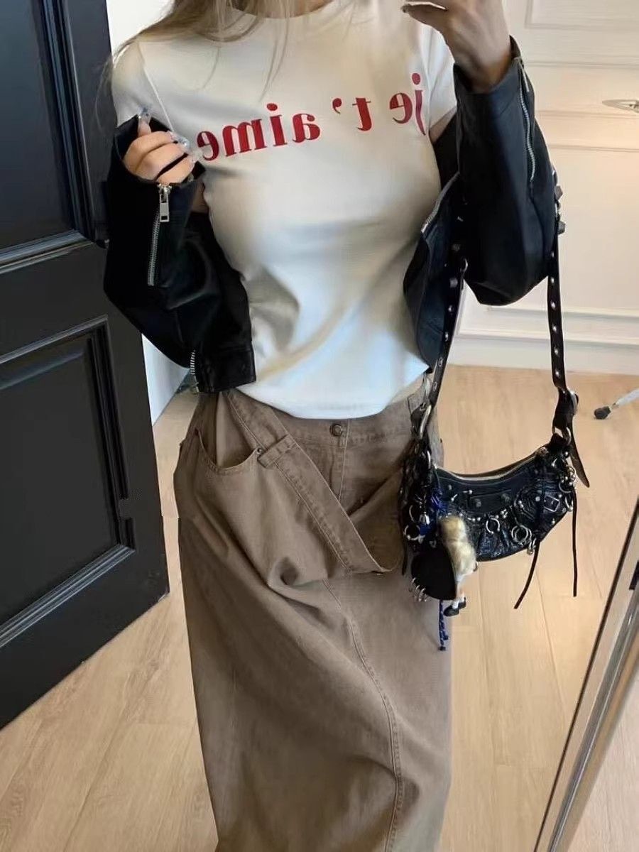 【1*1纯棉 常规款】印花正肩常规短袖 高弹力新款夏季修身显