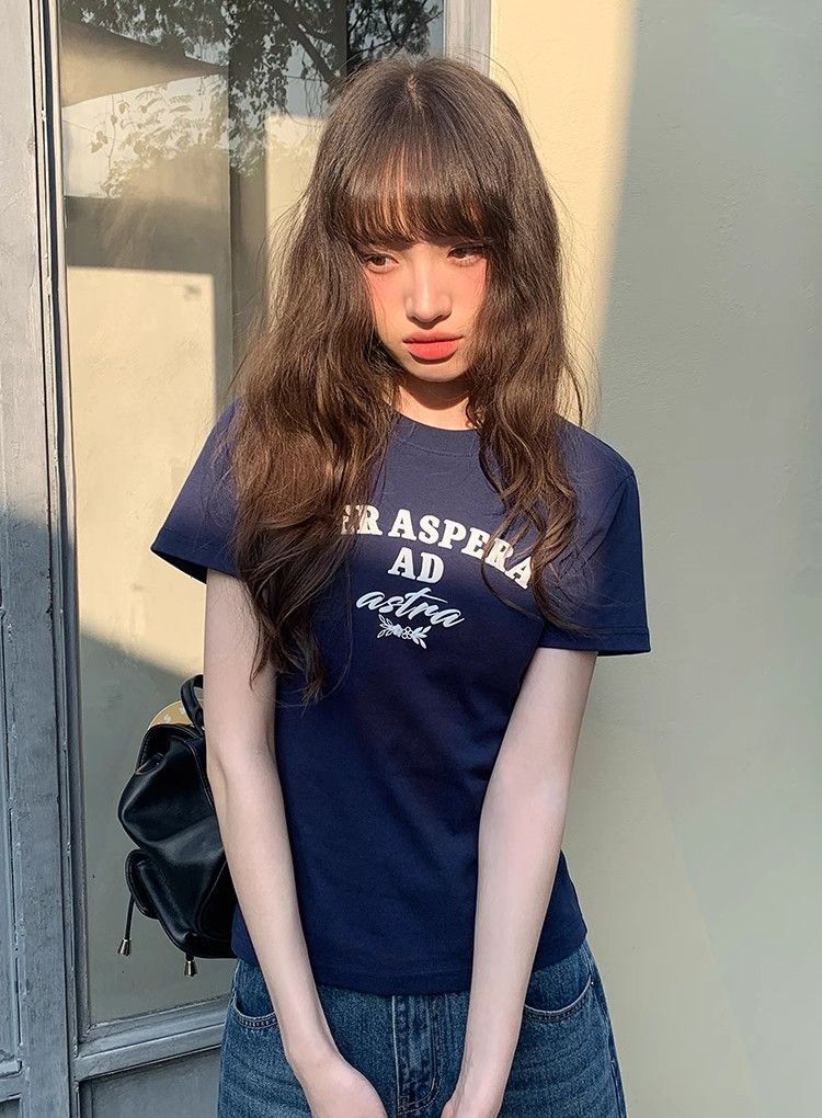 【1*1纯棉 常规款】印花正肩常规短袖 高弹力新款夏季修身显 【1*1纯棉 常规款】印花正肩常规短袖 高弹力新款夏季修身显