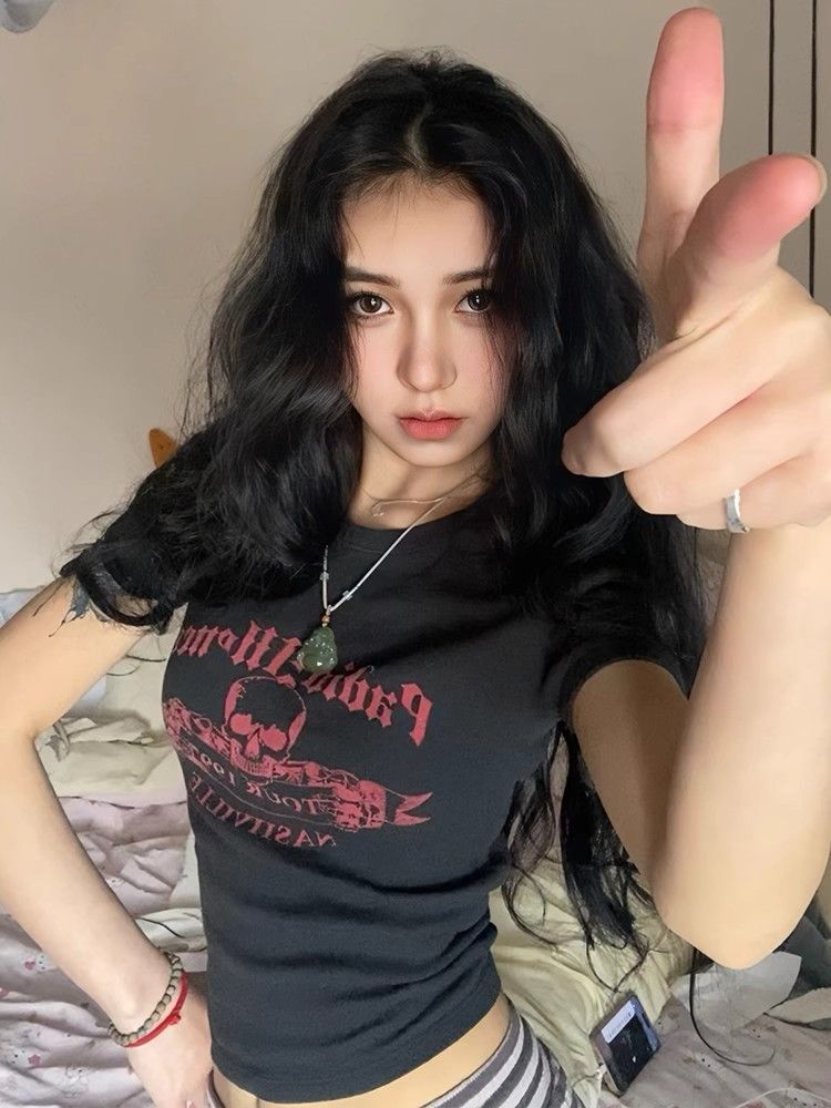 【1*1纯棉 常规款】印花正肩常规短袖 高弹力新款夏季修身显 【1*1纯棉 常规款】印花正肩常规短袖 高弹力新款夏季修身显